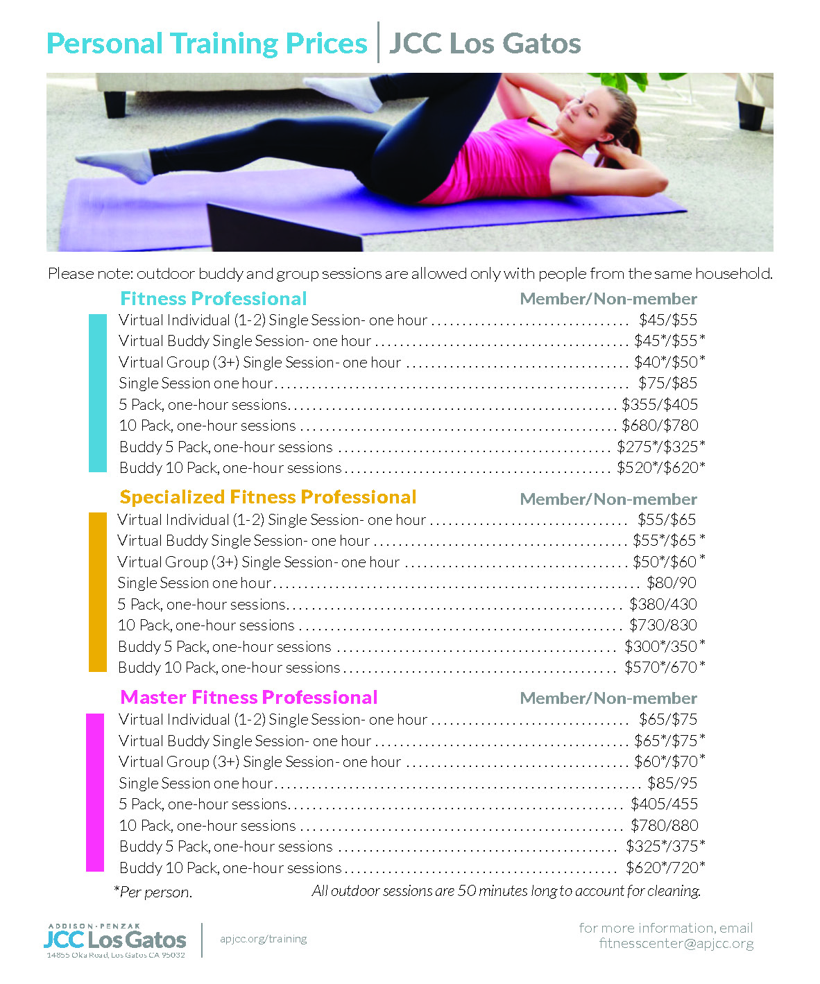 personal training fees flyer