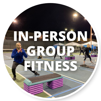 In-person group fitness button