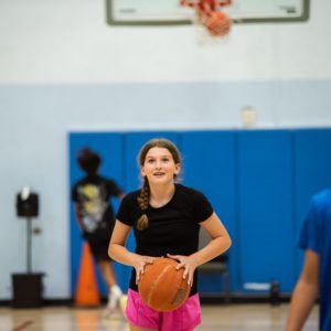 Girl playing basketball at the JCC Los Gatos.